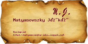 Matyasovszky Jákó névjegykártya